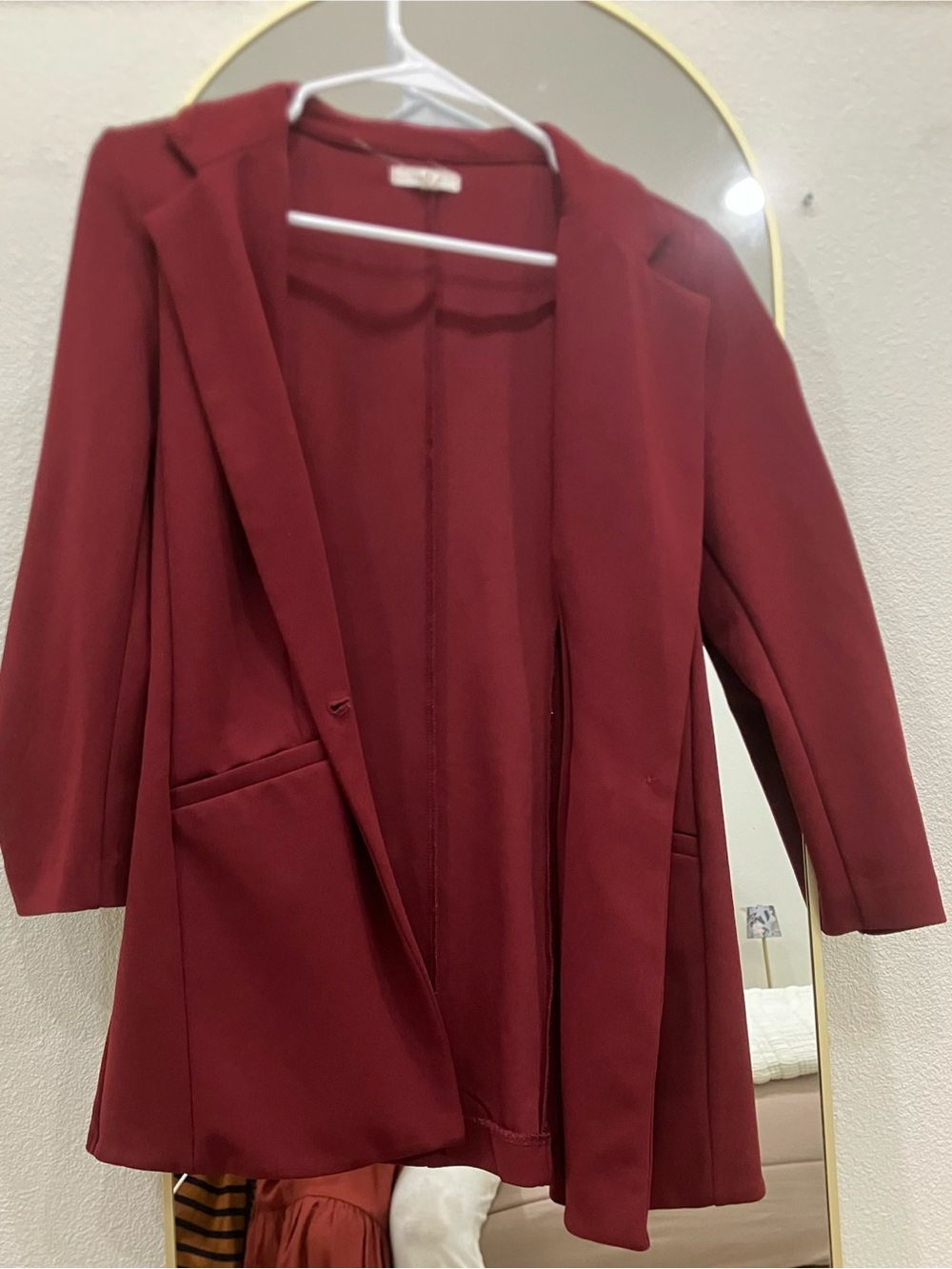 Women's Burgundy Longline Blazer Jacket